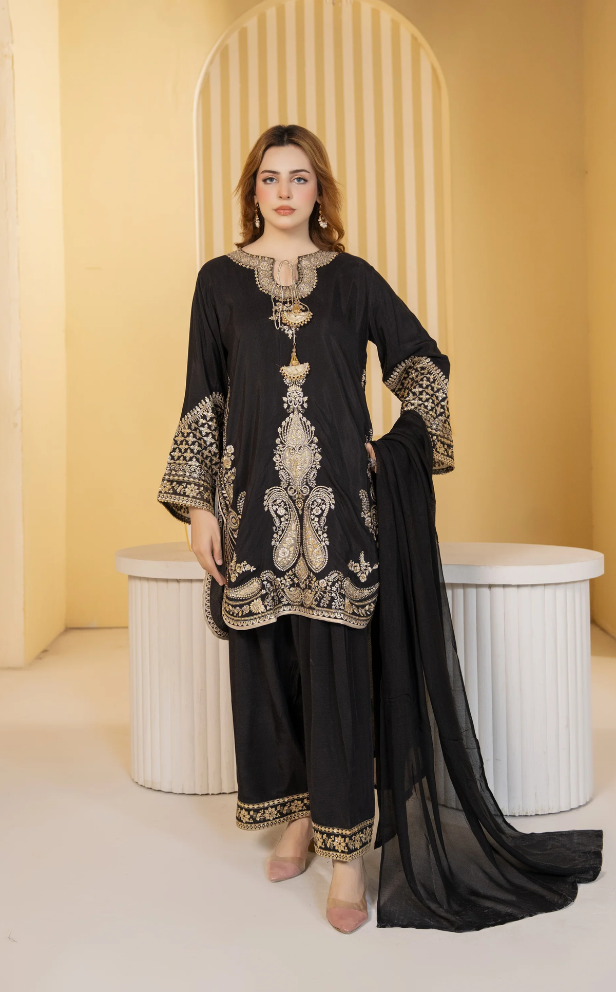 Midnight Gold Embroidered Suit