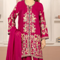 Pink Golden Embroidered 3-Piece Suit