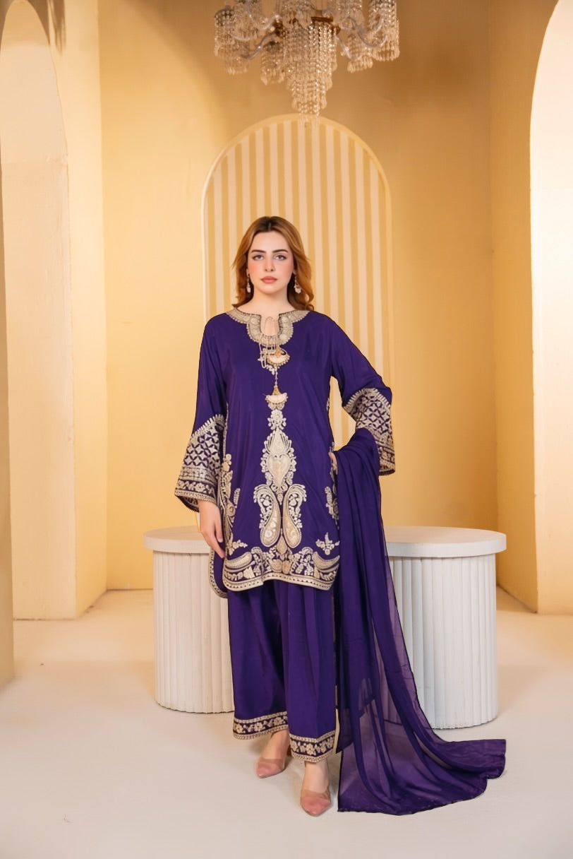 Midnight Gold Embroidered Suit