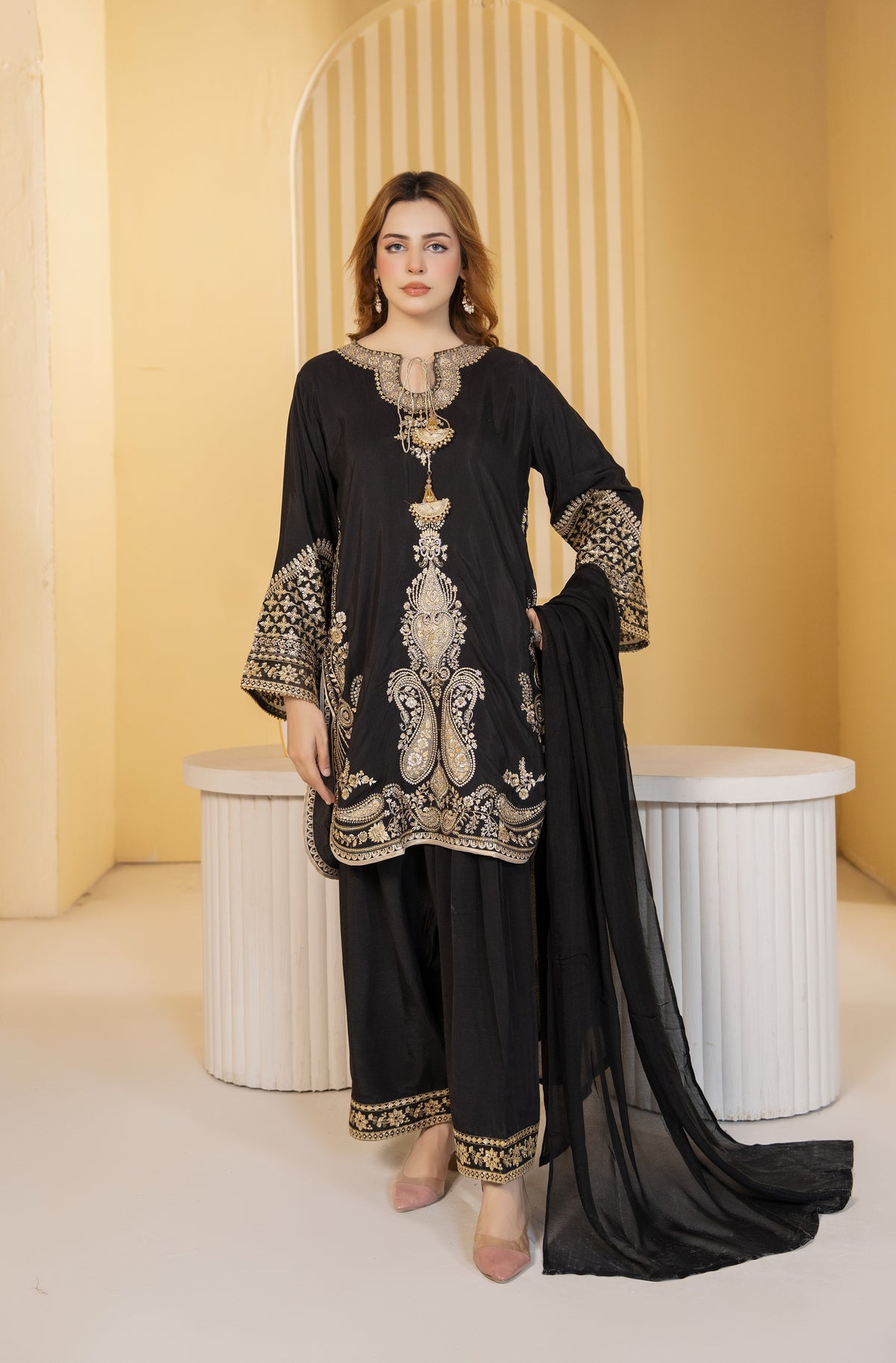 Midnight Gold Embroidered Suit