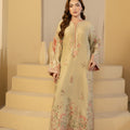 Beige Floral Embroidered Kaftan