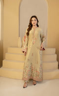 Beige Floral Embroidered Kaftan