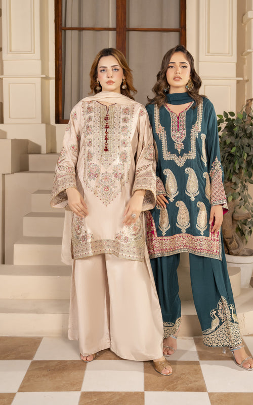 Floral Embroidered 3-Piece Suit