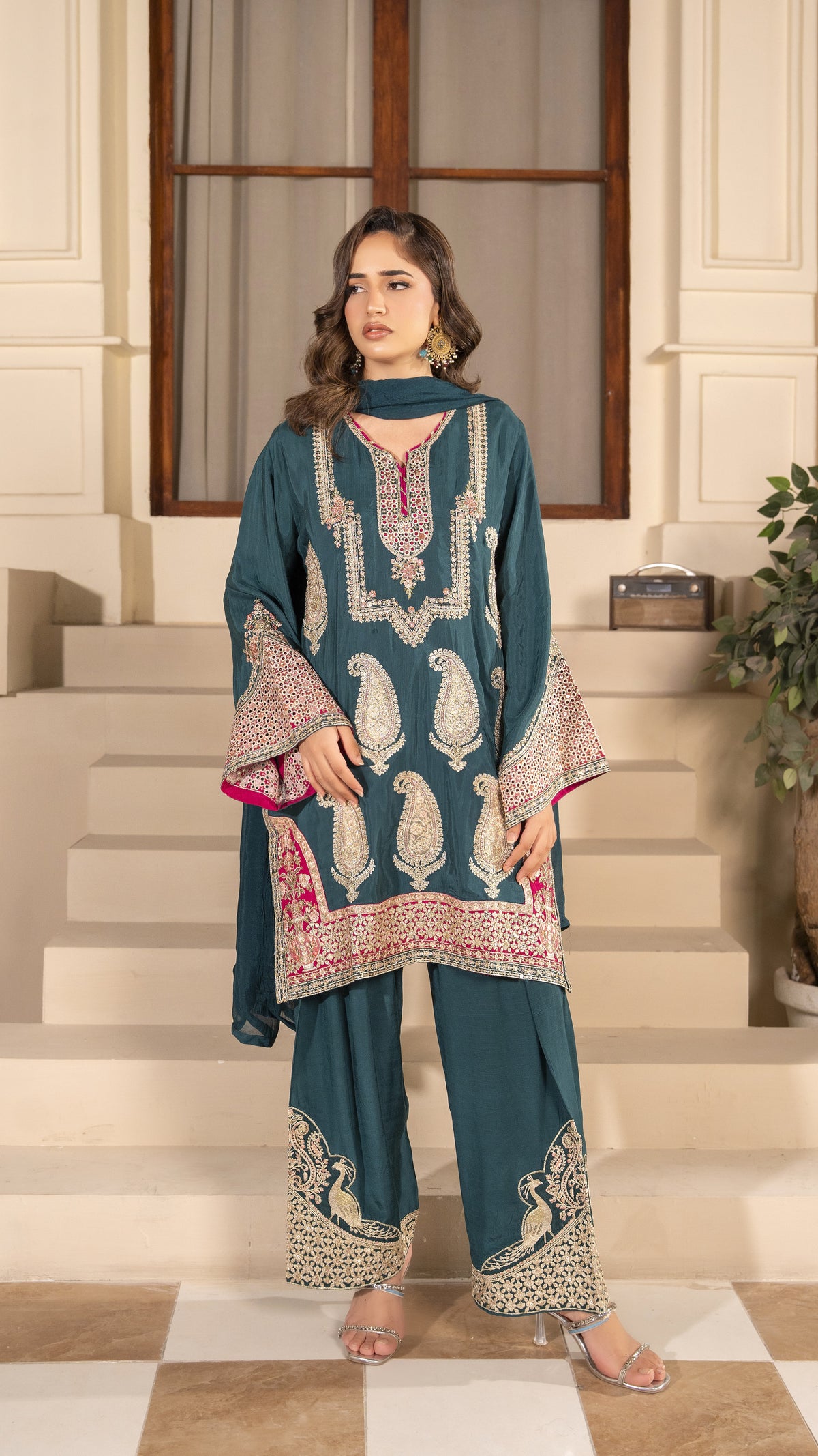 Floral Embroidered 3-Piece Suit