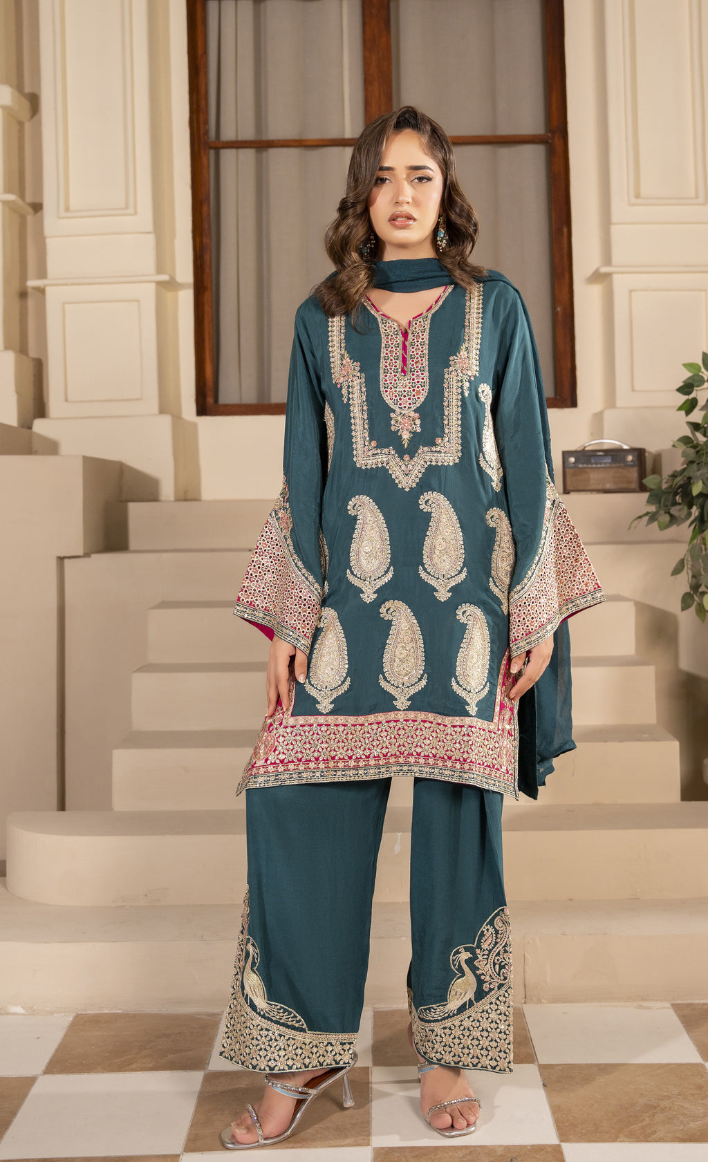 Floral Embroidered 3-Piece Suit