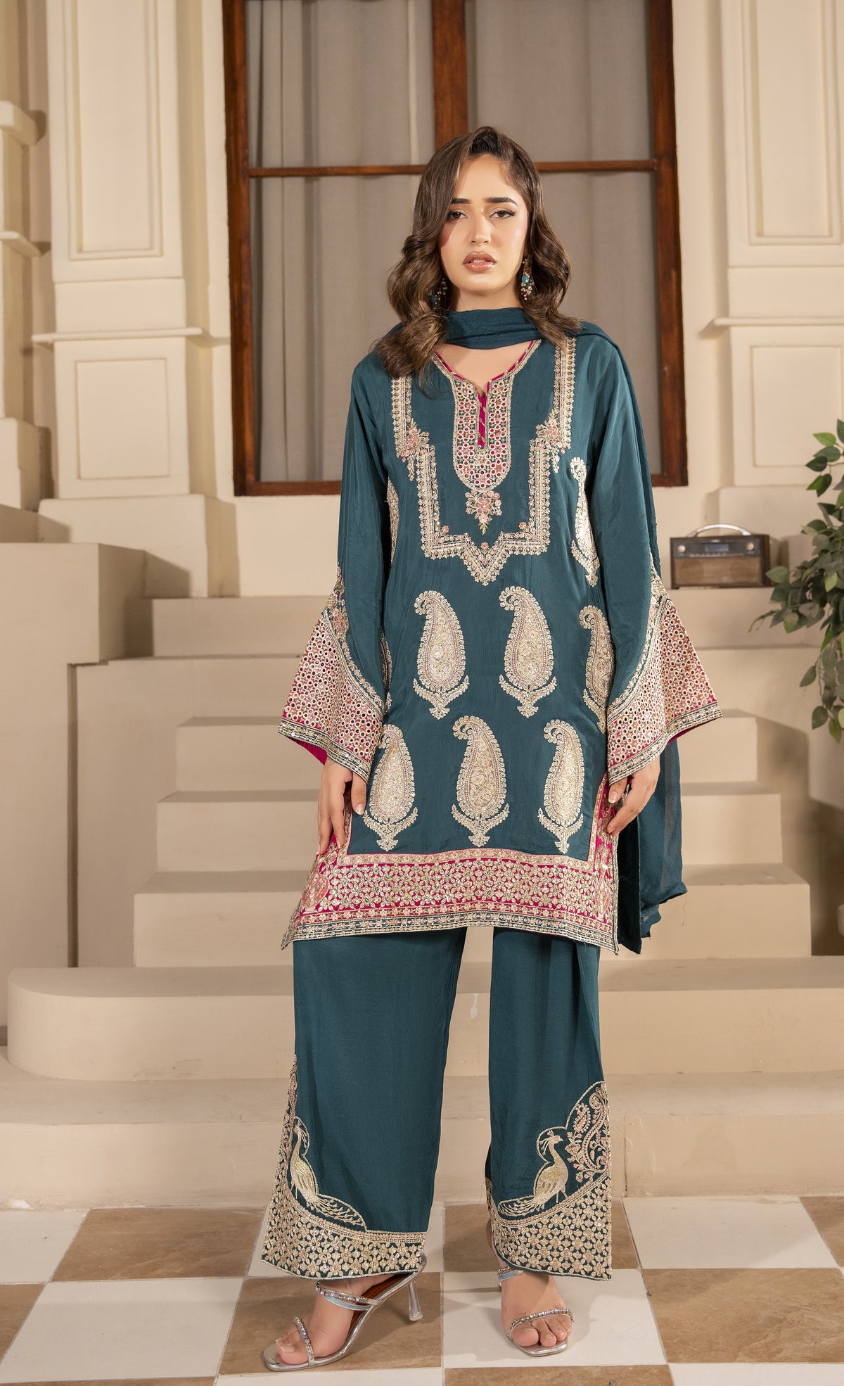 Floral Embroidered 3-Piece Suit