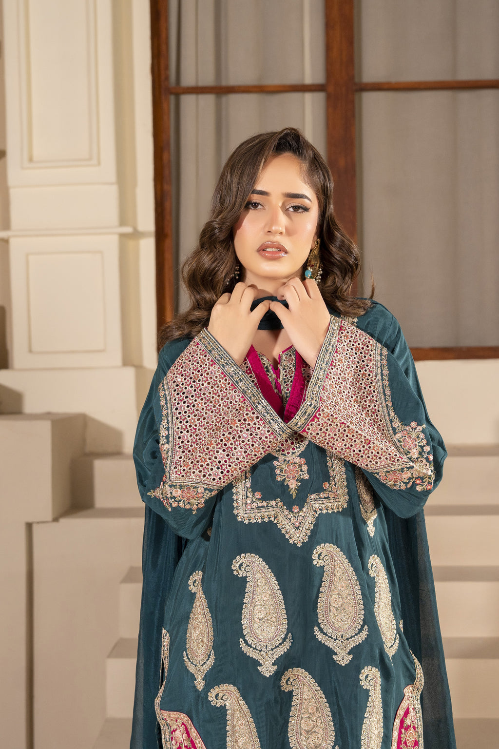 Floral Embroidered 3-Piece Suit