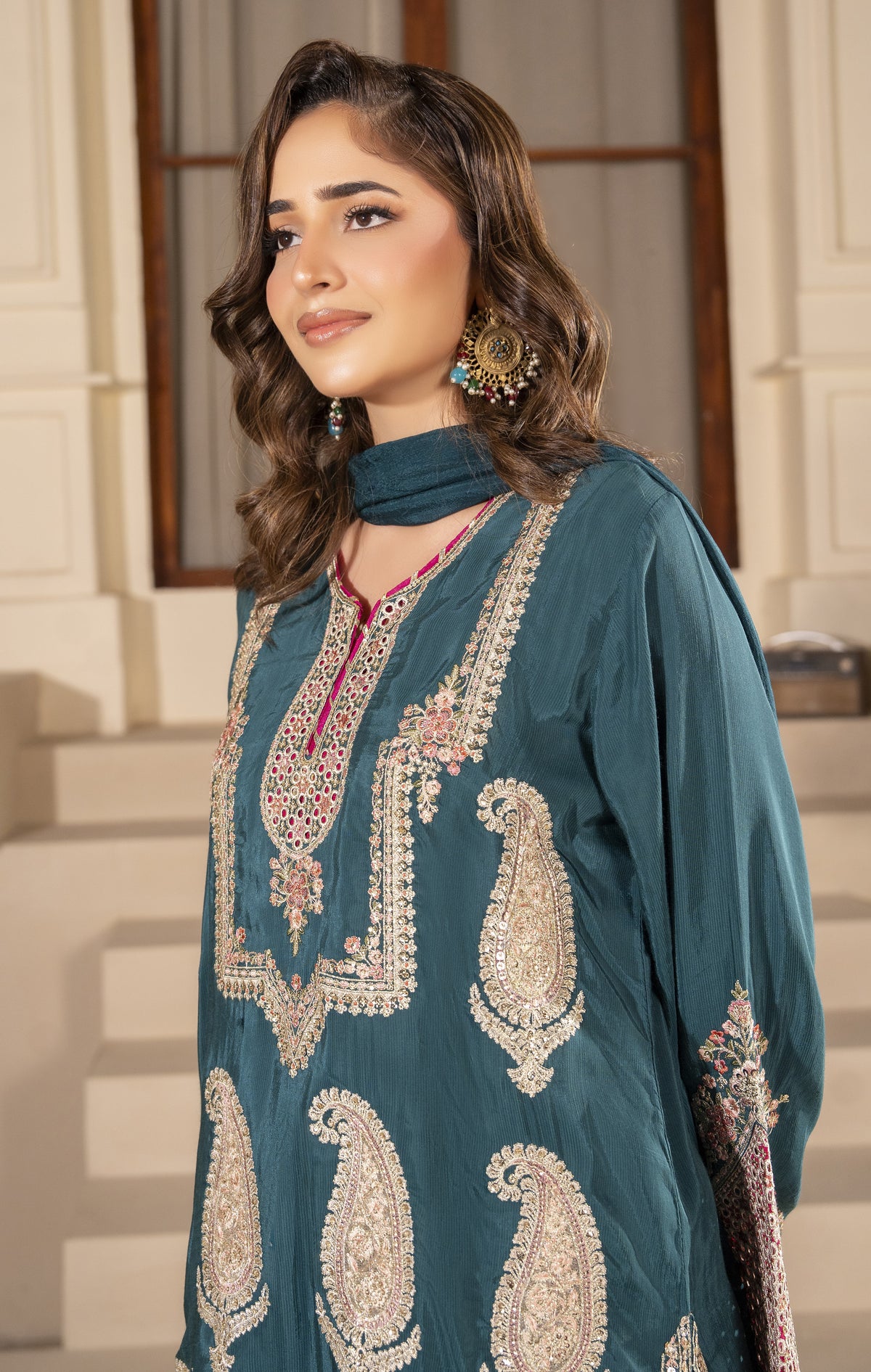 Floral Embroidered 3-Piece Suit