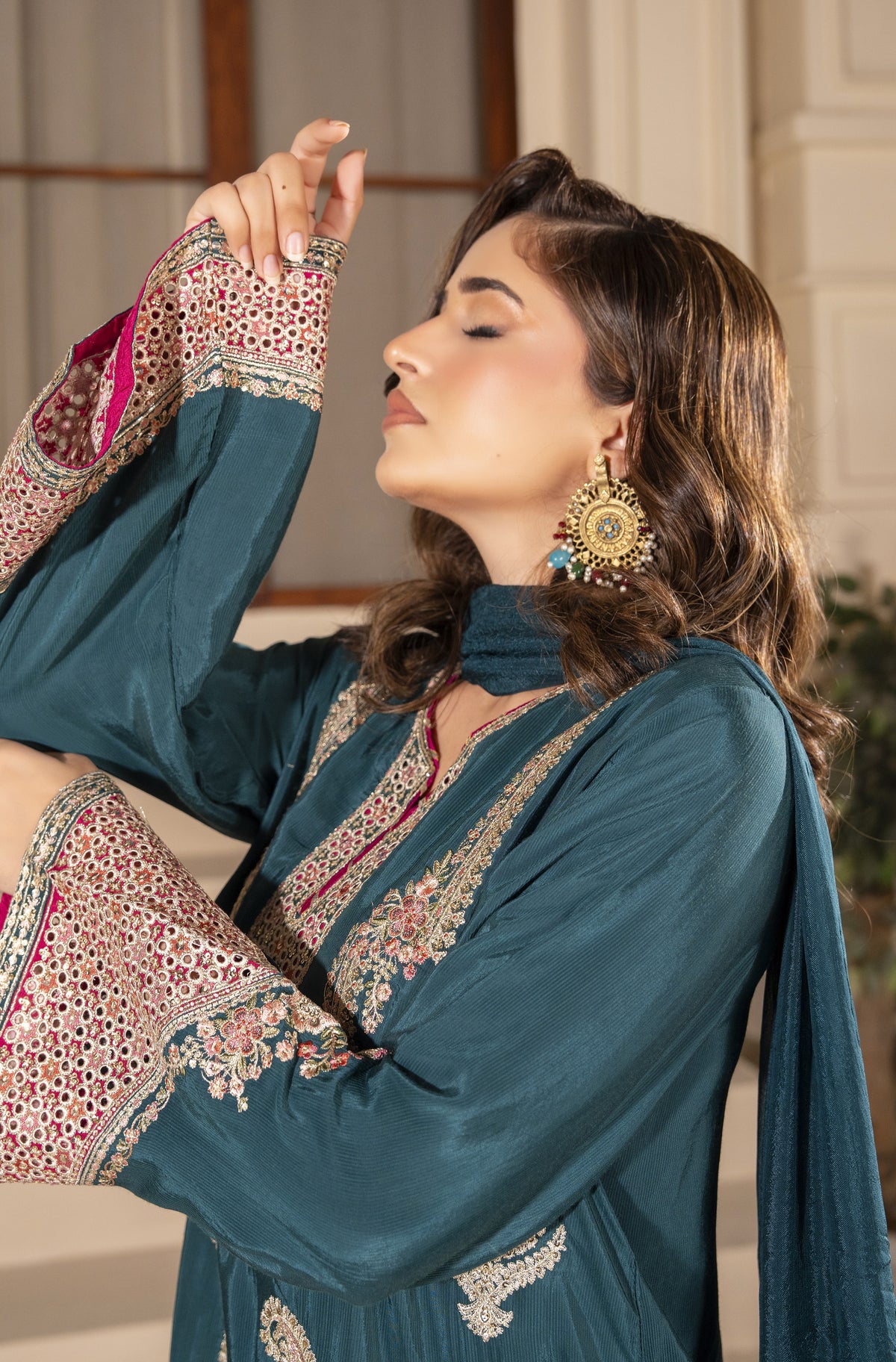 Floral Embroidered 3-Piece Suit