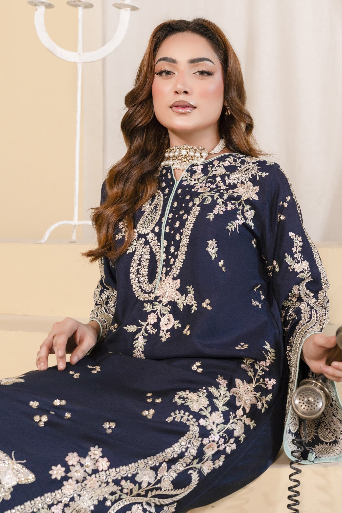 Royal Blue Embroidered Suit