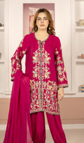 Pink Golden Embroidered 3-Piece Suit