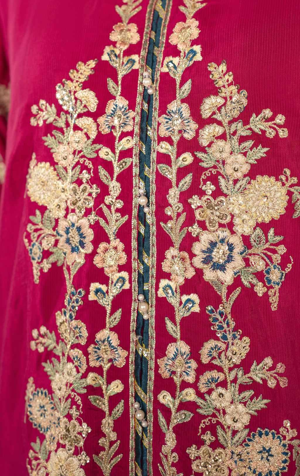 Pink Golden Embroidered 3-Piece Suit