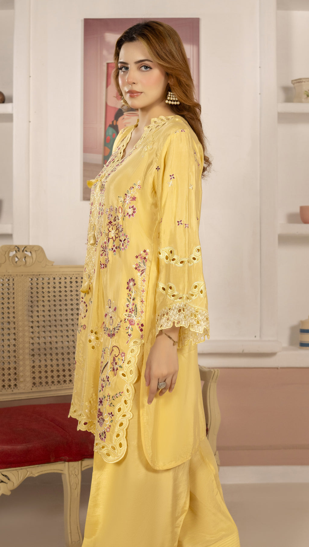 Mustard Yellow Embroidered 3-Piece Lawn Suit