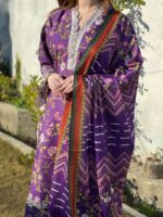 3pcs khaddar embroidered work